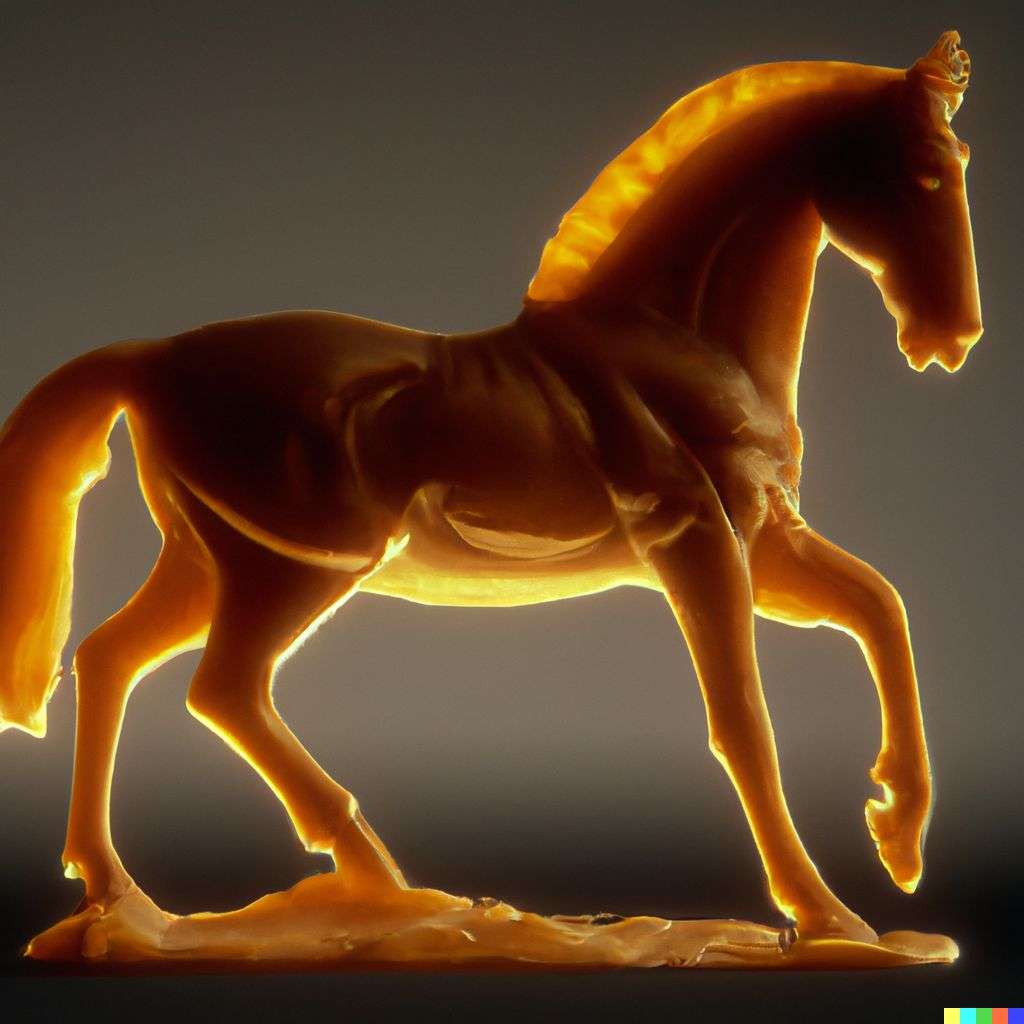 a horse, sculpture made from wax, subsurface scattering
